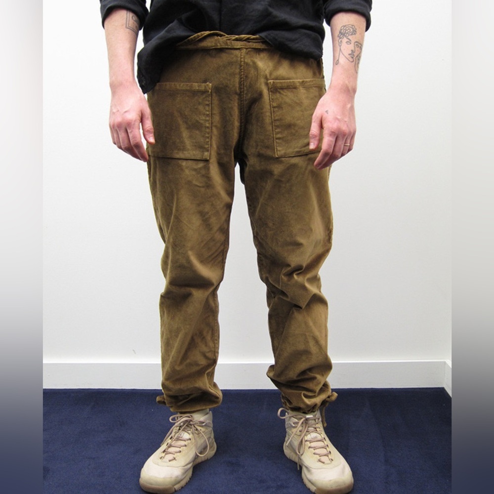ZED Seattle Catch-All Drawstring Trousers in Gold Velvet Cotton Size XL